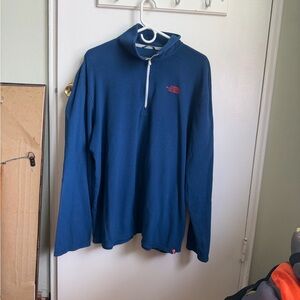 The North Face Men's Zip-Up Fleece Pullover - Dark Blue with Red Logo